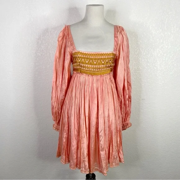 Free People Sahara Salmon Pink Mini Dress - Picture 3 of 10